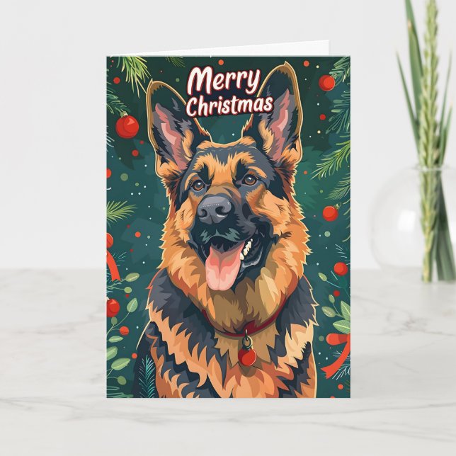 Cartão De Festividades German shepherd Natal (Frente)