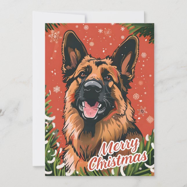 Cartão De Festividades German shepherd Natal (Frente)