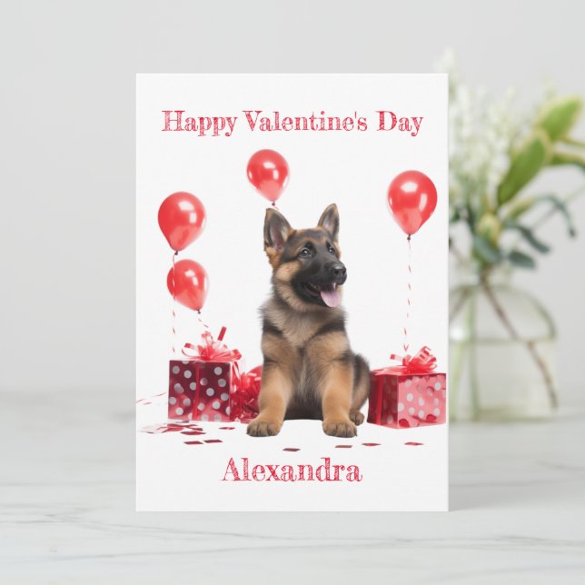 Cartão De Festividades German shepherd personalizado com Namorados de cai (Em pé/Frente)