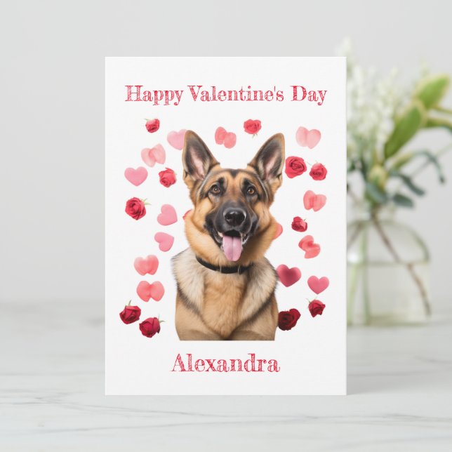 Cartão De Festividades German shepherd Personalizado com Namorados de Cor (Em pé/Frente)