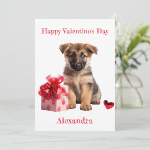 Cartão De Festividades German shepherd personalizado puppy com Namorados