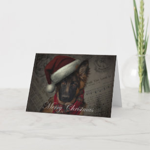 Cartão De Festividades German shepherd puppy Christmas card.