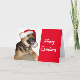 Cartão De Festividades German shepherd Santa Claus