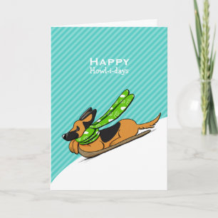 Cartão De Festividades German shepherd Sled Sled Moderno Natal