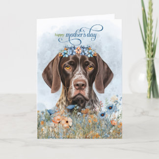 Cartão De Festividades German Shorthair Pointer Wildflowers Mother's Day