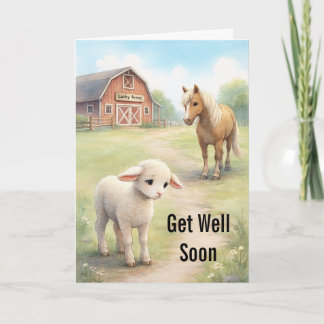 Cartão De Festividades Get Well Soon sad Baby lamb