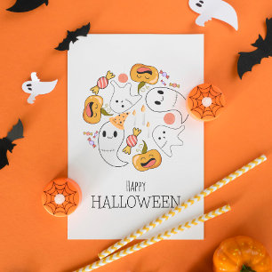 Cartão De Festividades Ghost Engraçado Pumpkin Candela Doce Halloween