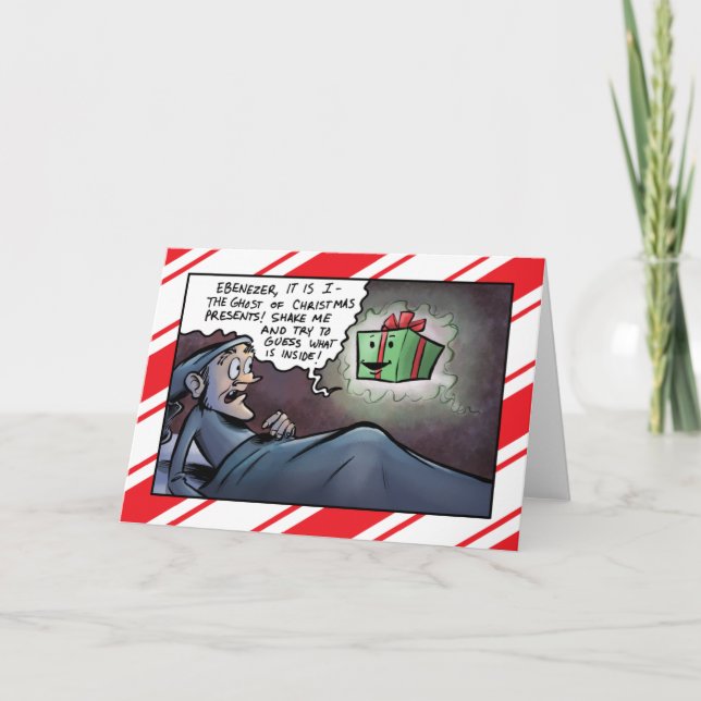 Cartão De Festividades Ghost of Christmas Presents Scrooge greeting card (Frente)