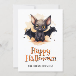 Cartão De Festividades Ghosts Pumpkins Bat Happy Halloween Card