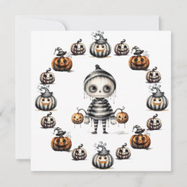 Cartão De Festividades Ghoul e Pumpkins bonitinhos
