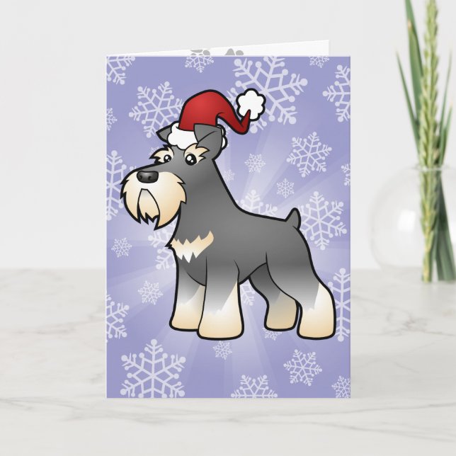 Cartão De Festividades Giant de Natal/Padrão/Miniatura Schnauzer (Frente)