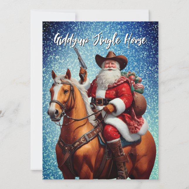 Cartão De Festividades Giddyup Jingle Horse Papai Noel Natal (Frente)