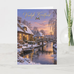 Cartão De Festividades Giethoorn Winterbrug Feliz Natal