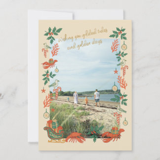 Cartão De Festividades Gilded Tides Coastal Christmas Photo Card