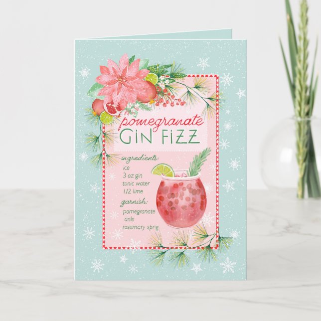 Cartão De Festividades Gin Fizz de Romã (Frente)