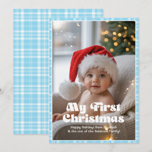 Cartão De Festividades Ginga Azul Celeste Meu Primeiro Natal Bebê