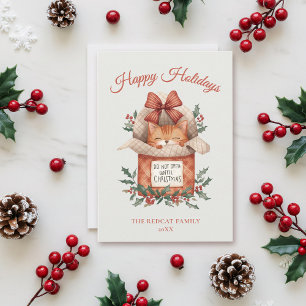 Cartão De Festividades Ginger Cat Bonito Não Abre Até O Natal