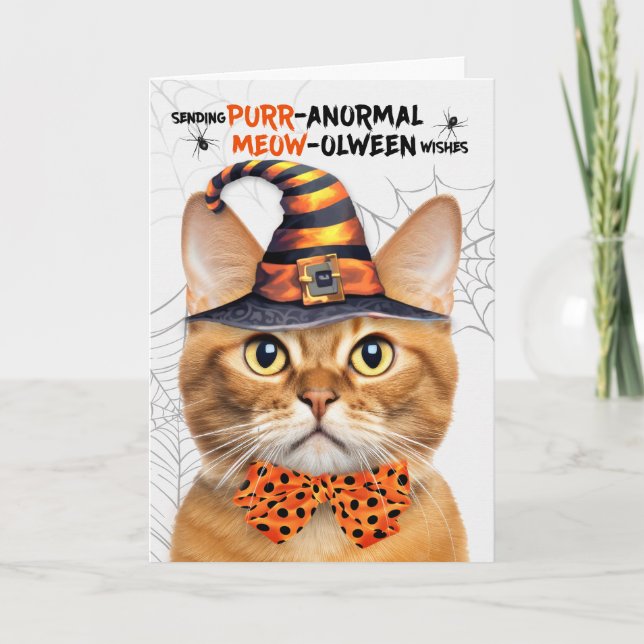 Cartão De Festividades Ginger Tabby Halloween Cat PURRanormal MEOWolbetwe (Frente)