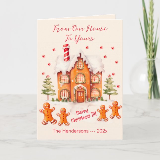 Cartão De Festividades Gingerbird Da Nossa Casa De Natal (Frente)