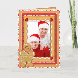 Cartão De Festividades Gingerbird Man Engraçado Foto Dobrada Natal