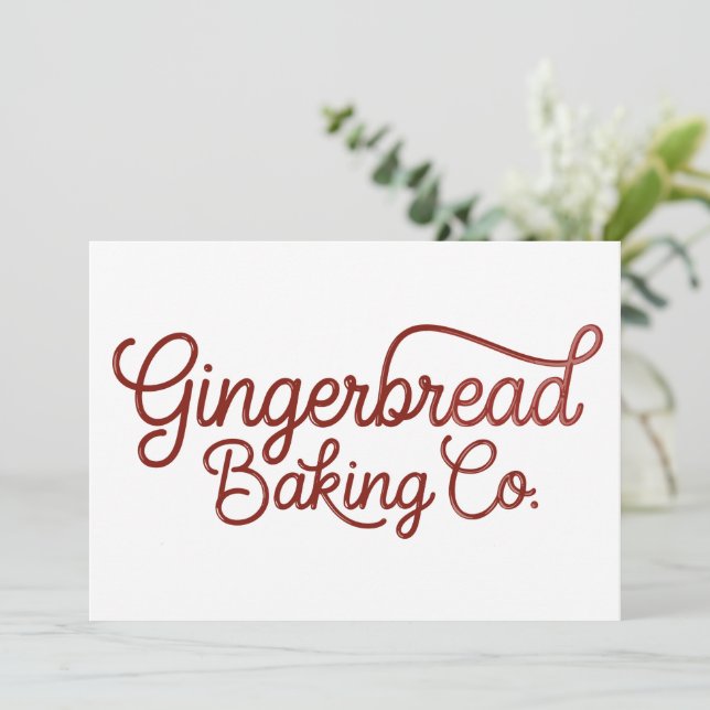 Cartão De Festividades Gingerbread Baking Co Natal  (Em pé/Frente)