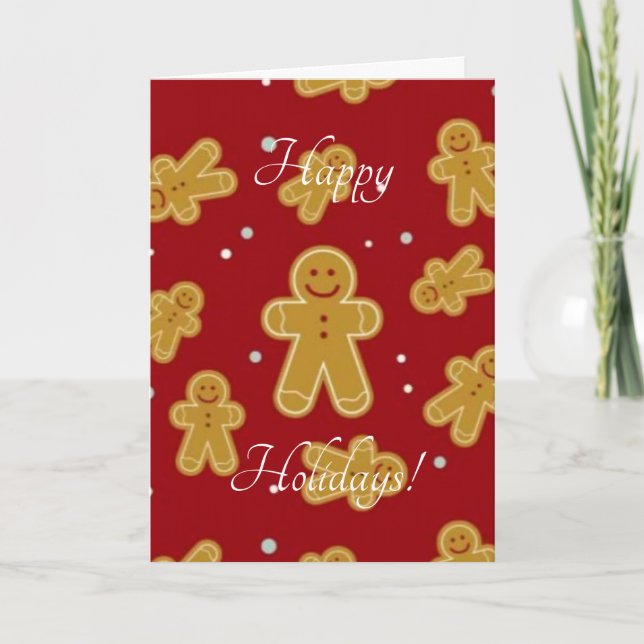 Cartão De Festividades gingerbread em vermelho (Frente)