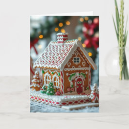 Cartão De Festividades Gingerbread House Folded Holiday Card & Recipe