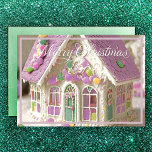 Cartão De Festividades Gingerbread House Green<br><div class="desc">Designed by Carrie Fink.  Printed and shipped by Zazzle or their partners.</div>