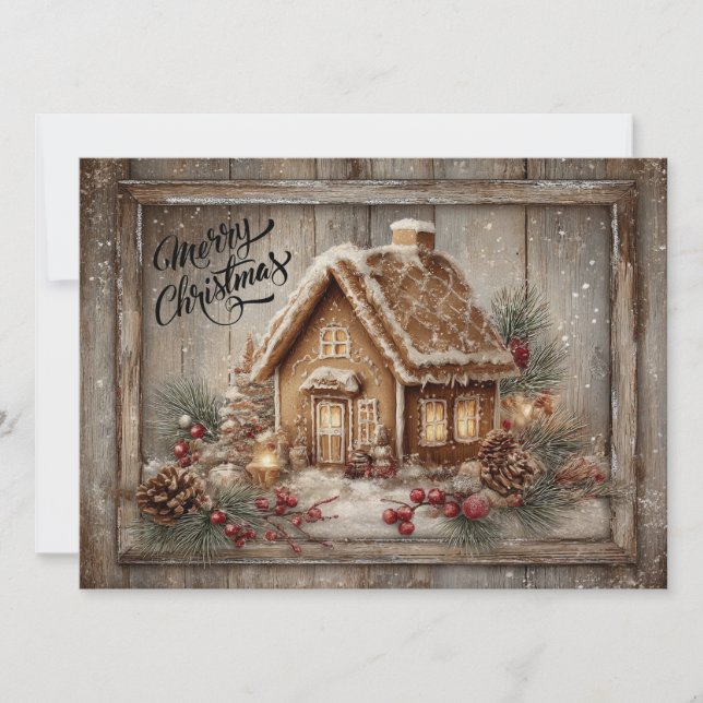 Cartão De Festividades Gingerbread house rustic Christmas card (Frente)