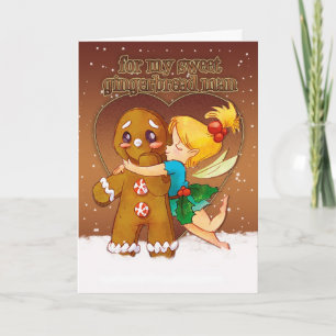 Cartão De Festividades Gingerbread Man And Fairy Christmas Card - Love At