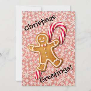 Cartão De Festividades Gingercake Man Candy Cane Retro Natal