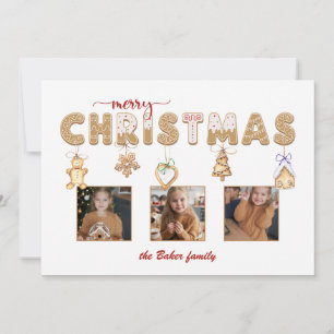 Cartão De Festividades Gingerpão bonito, multifoto de Natal feliz