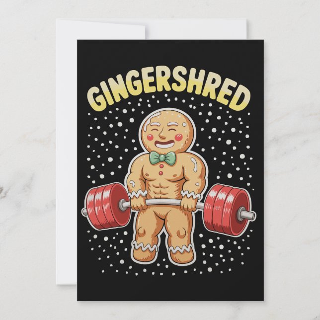 Cartão De Festividades Gingershed Christmas Gingerbird Gym Bodybuilding (Frente)