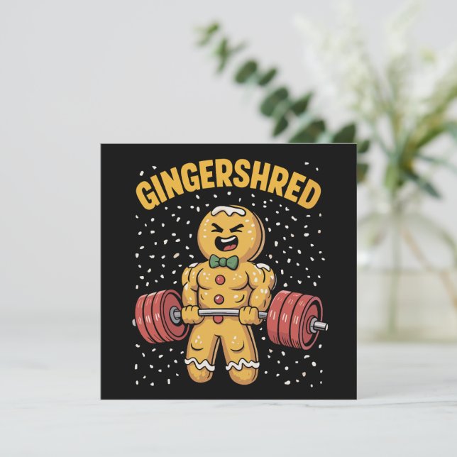 Cartão De Festividades Gingershred Homemem de gengibre engraçado musculaç (Em pé/Frente)