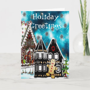 Cartão De Festividades GingerVille Christmas Folk Art Greetings or GIFT