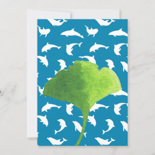 Cartão De Festividades Ginkgo Ginkgo Leaf Dolphin Ocean