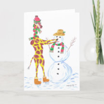 Girafa de Natal e boneco de neve