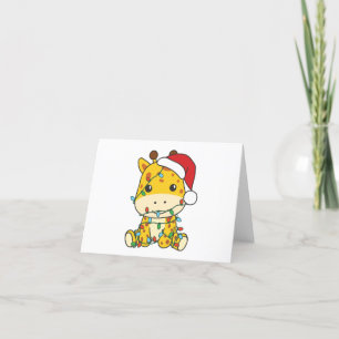 Cartão De Festividades Girafas de Natal Girafas Feriam Animais de inverno