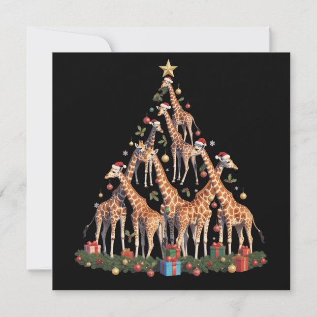 Cartão De Festividades Giraffe Árvore de Natal Papais noeis Africanos de  (Frente)