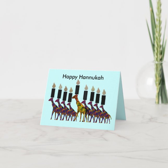 Cartão De Festividades Giraffe Hannukah Menorah Cards (Frente)