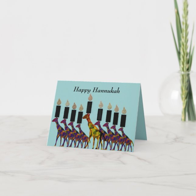 Cartão De Festividades Giraffe Hannukah Menorah Cards (Frente)