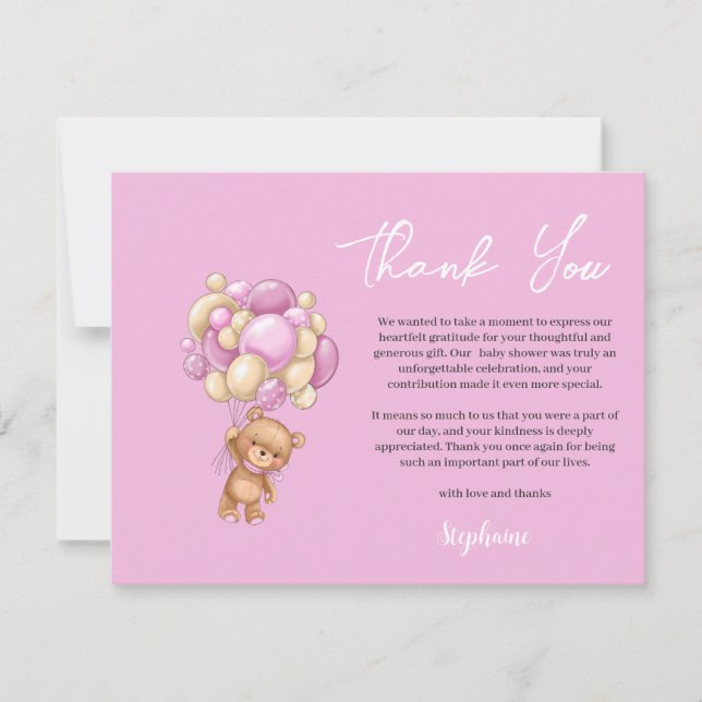 Cartão De Festividades Girl  Baby shower thank you (Frente)