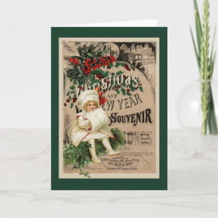 Cartão De Festividades Girl with White Muffler Vintage Art Christmas Card