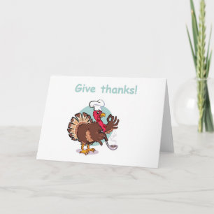 Cartão De Festividades Give thanks funny turkey thanksgiving