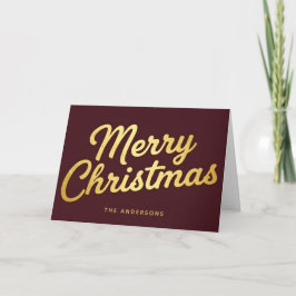 Cartão De Festividades Glam Retro Folha de Metal Script Feliz Natal