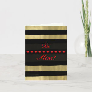 Cartão De Festividades Glamour Moderno Preto & Corações Vermelhos Dourado