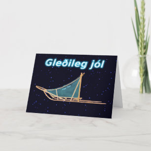 Cartão De Festividades Gleðileg Jól - Dog Sled