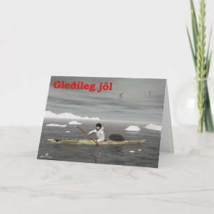 Cartão De Festividades Gleðileg Jól - Inuit Kayak