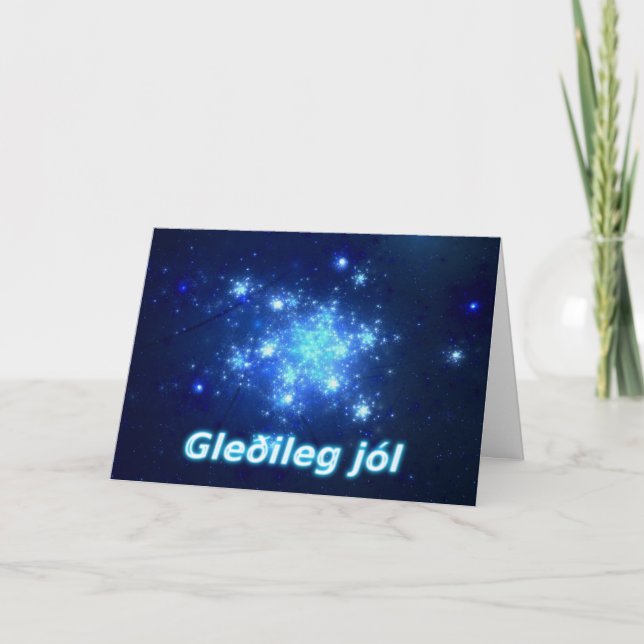 Cartão De Festividades Gleðileg jól - Night Sky (Frente)