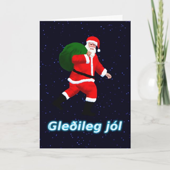 Cartão De Festividades Gleðileg jól - Papai Noel (Frente)